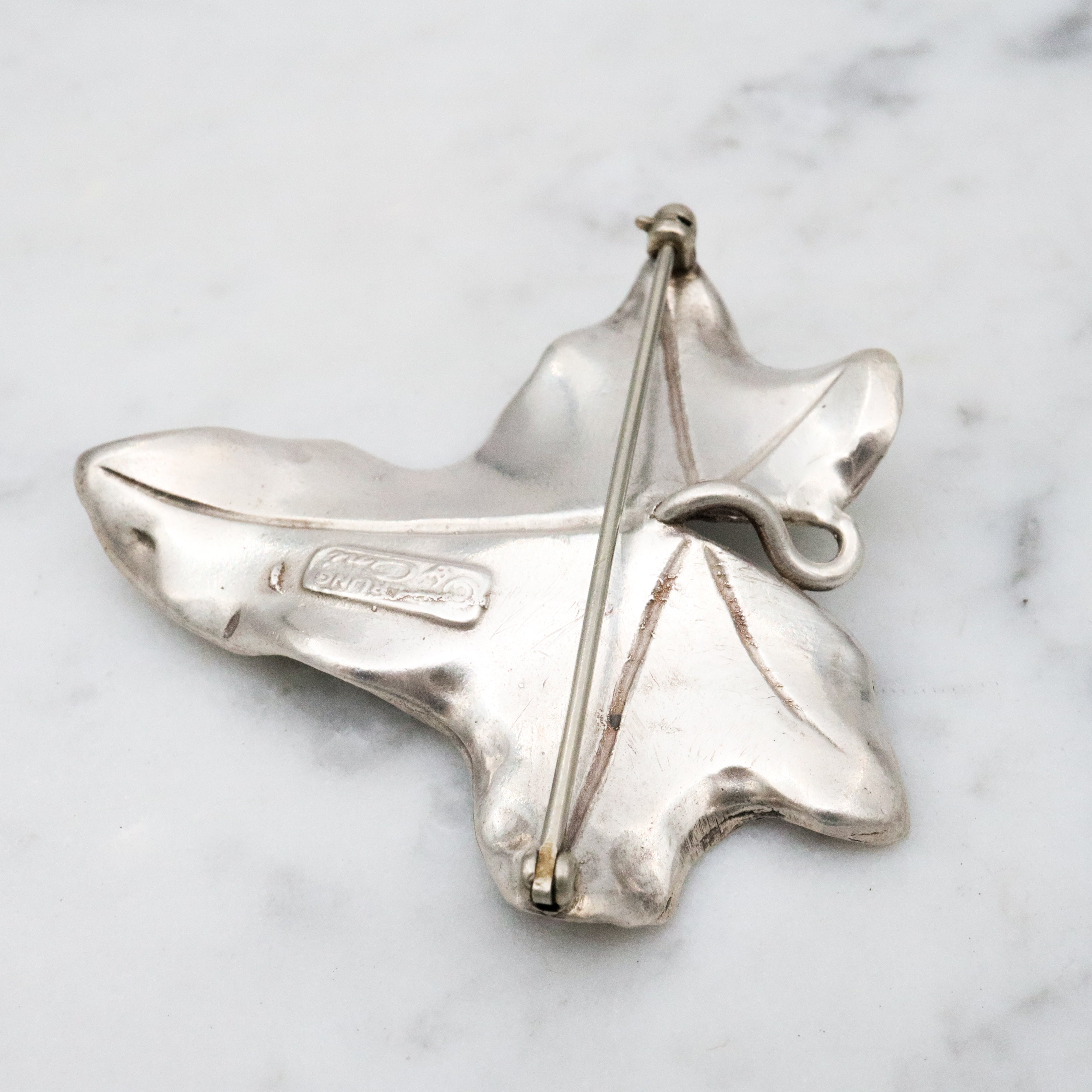 Large vintage Cini sterling ivy leaf brooch